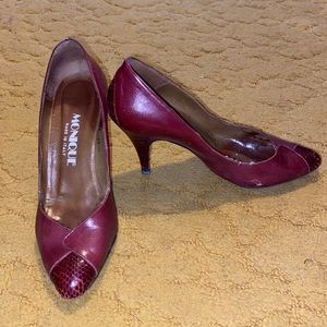 Monique made in Italy red leather snake skin heels vintage